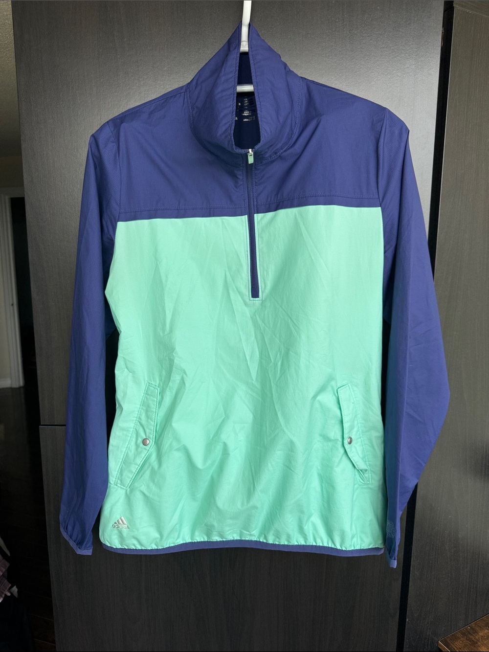 adidas Mint Green & Navy Half-Zip Windbreaker Jacket